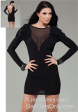 221216 15rs long sleeve with sheer insert elegant and sexy mini dress